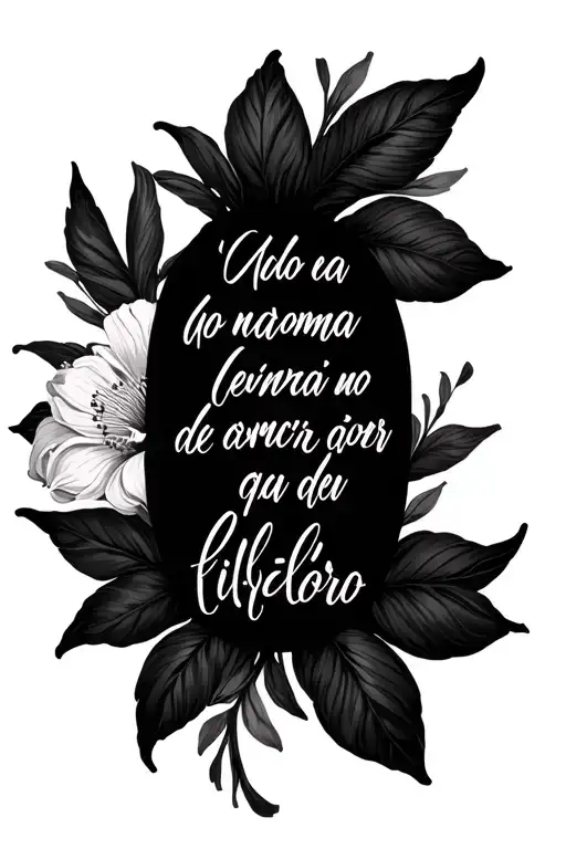 Bible Verse In Spanish Cursive Tatto With Flowers