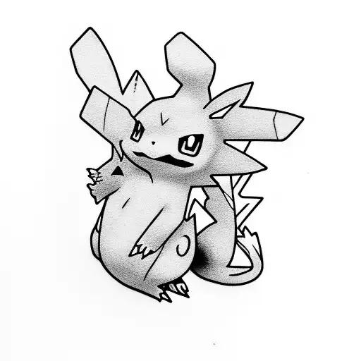 Small Pokemon Tattoo Holding A Knife