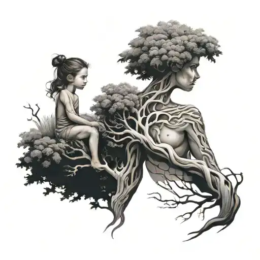 Women Turns Into Tree With Child