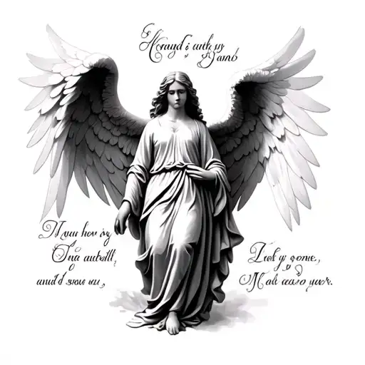 Angel With Wings Spread Wide & Verse Written Above