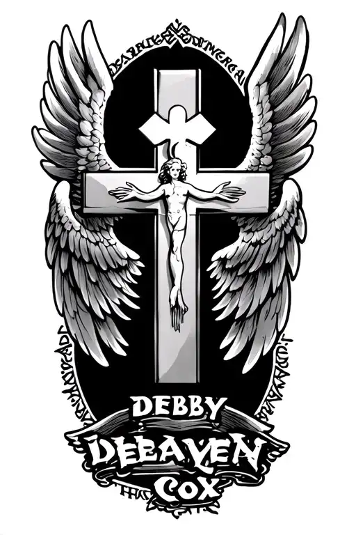 Cross With Heaven Gayes And Wings With Text Saying Debby Cox