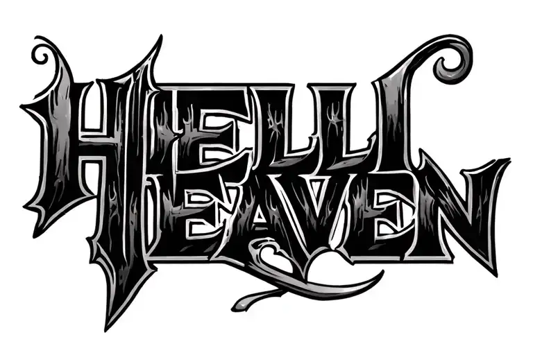 3 Inch Hell Heaven Tattoo Written