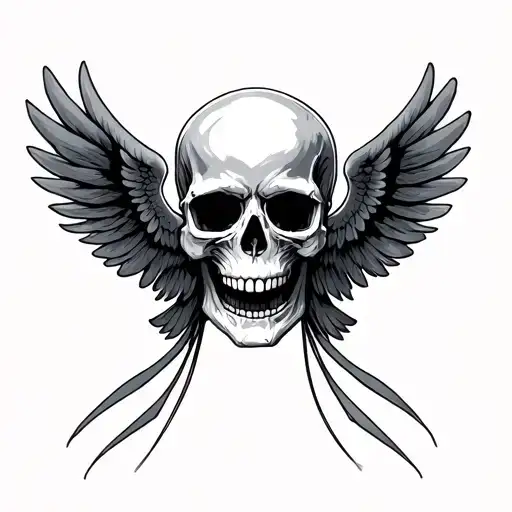 Skull With Wings Looking Straight