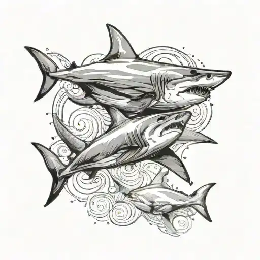 Shark And Stingray With Shadows On Chest