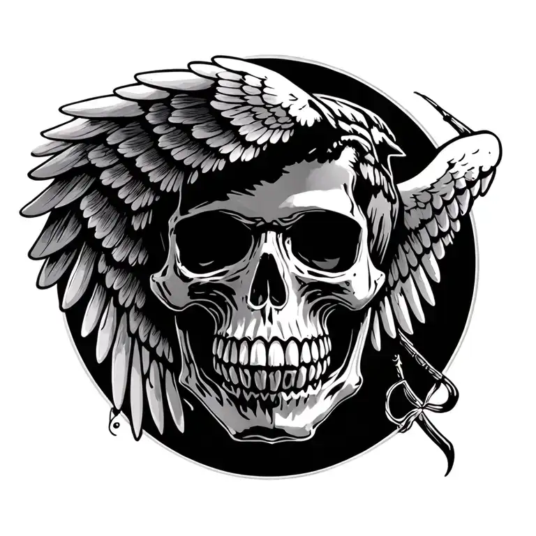 Skull With Wings Looking Straight