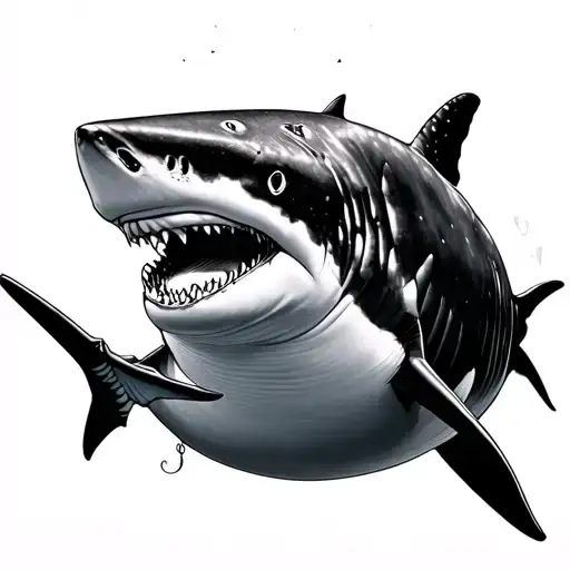 Fine Line Hammerhead Shark And Whale Shark Swimming