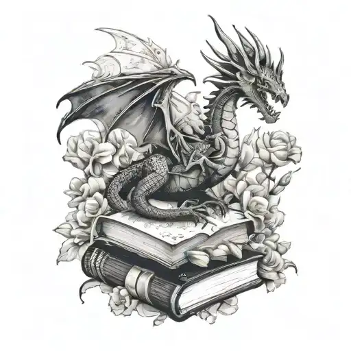 Books And Flowers And A Dragon Flying