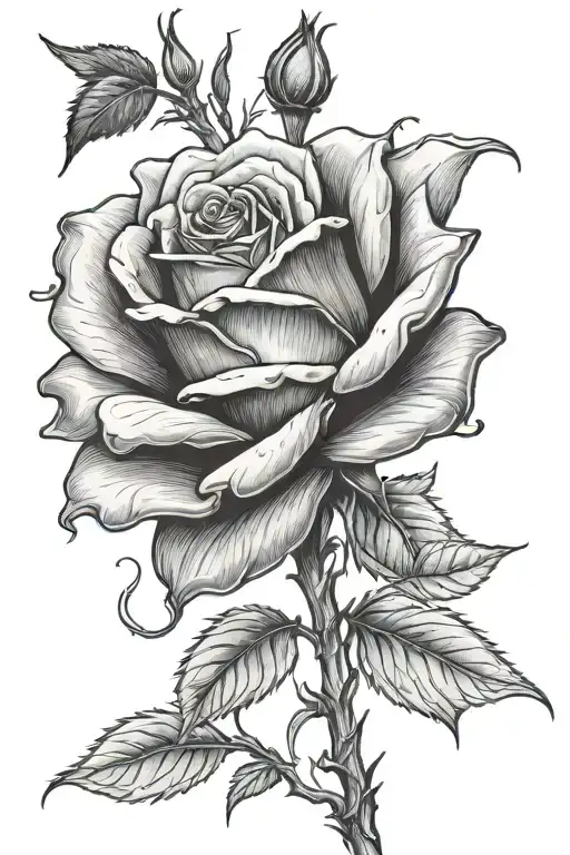 Long Stem Wilted Rose With Red Bud