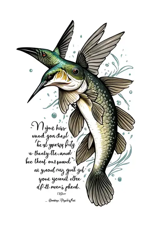 A Quote With A Northern Pike And Hummingbird Around It
