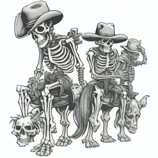 3 Skeleton Cowboys