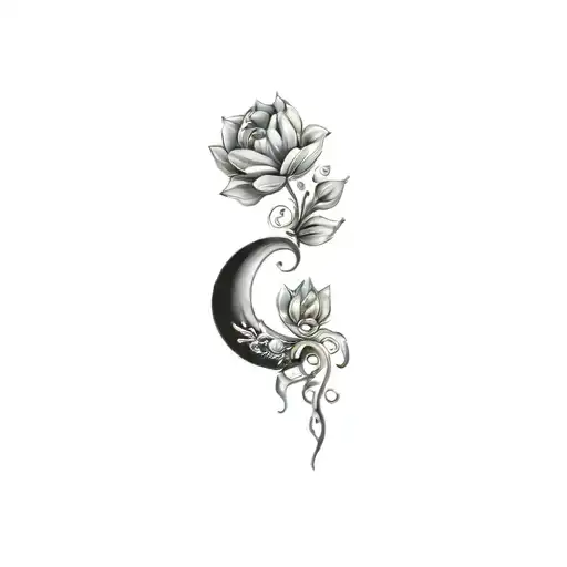 Coverup Floral & Moon Back Tattoo For Woman