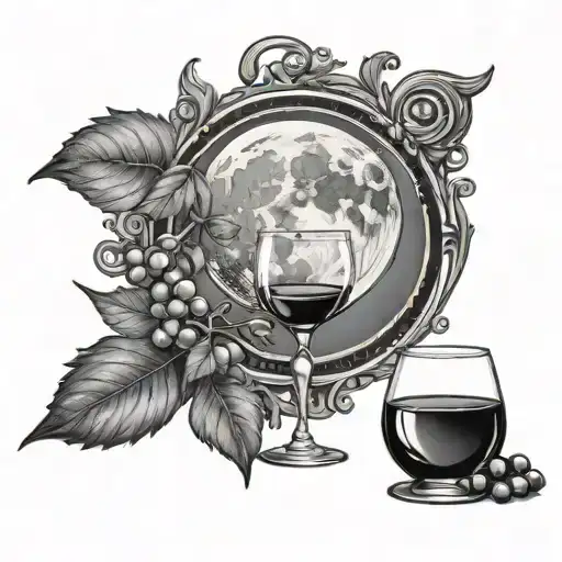 Moon And Glass Of Wine