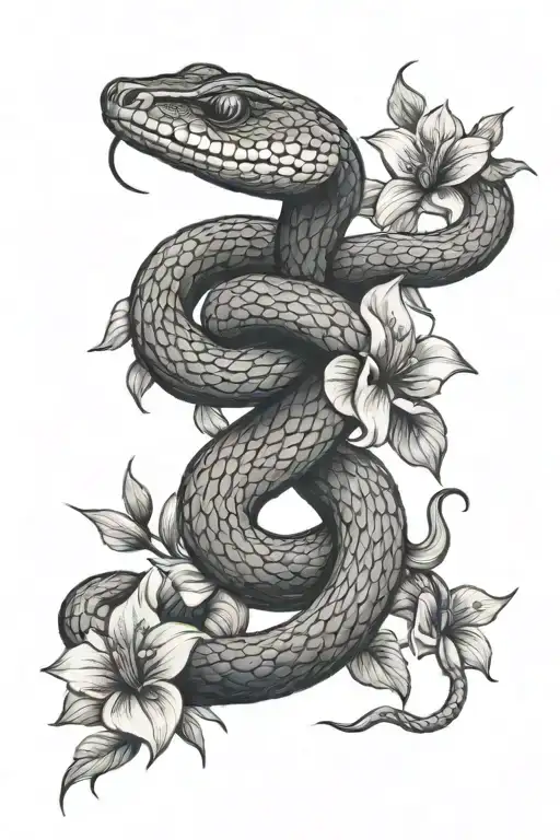 Snake With Flowers