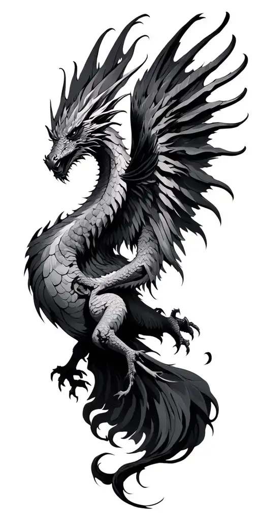 Dragon Phoenix Rising From The Ashes