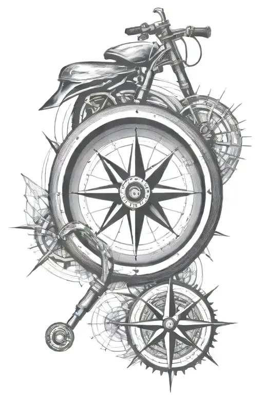 Half Bicycle Wheel And Half Compass Combined Together