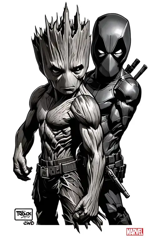 Marvel Comics With Groot Rocket And Deadpool