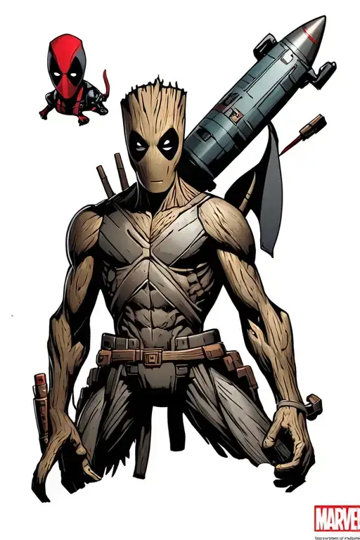 Marvel Comics With Groot Rocket And Deadpool Full Color