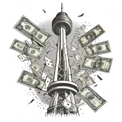 Cn Tower With Money Raining