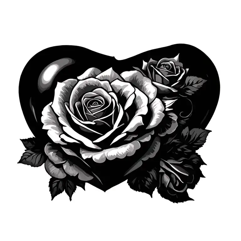 Black Heart With Roses Wrapped