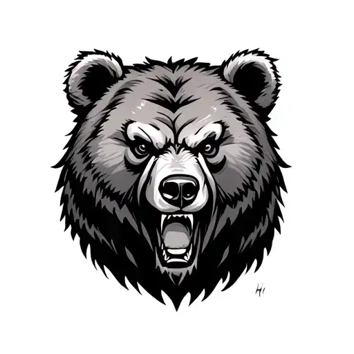 Angry Bear Head Surrounded