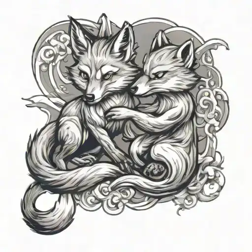 Little Fox Fights Wolf Japanese Style