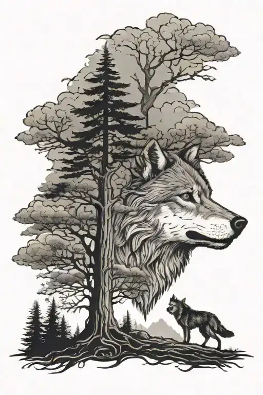 Wolf And Tree