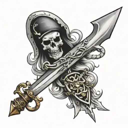 Pirate Sword With Chain Wrapped Around The Handle
