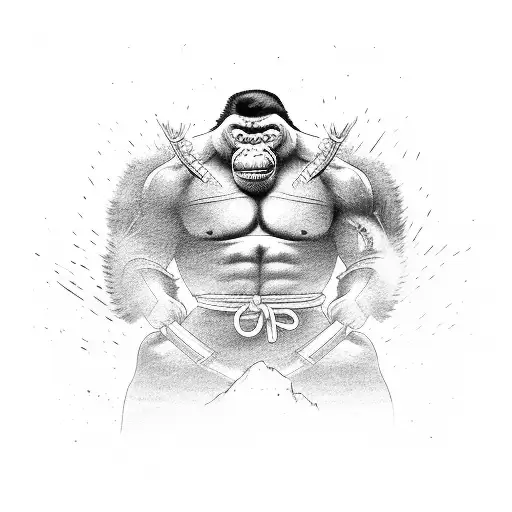 Samurai Gorilla In A Meditative Pose