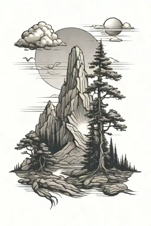 Jesus Mountain Trees Sun Rising