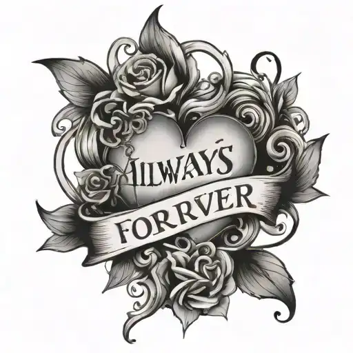 Always And Forever With A Little Heart Writing