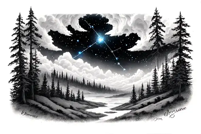Orion Constellation Above Forest