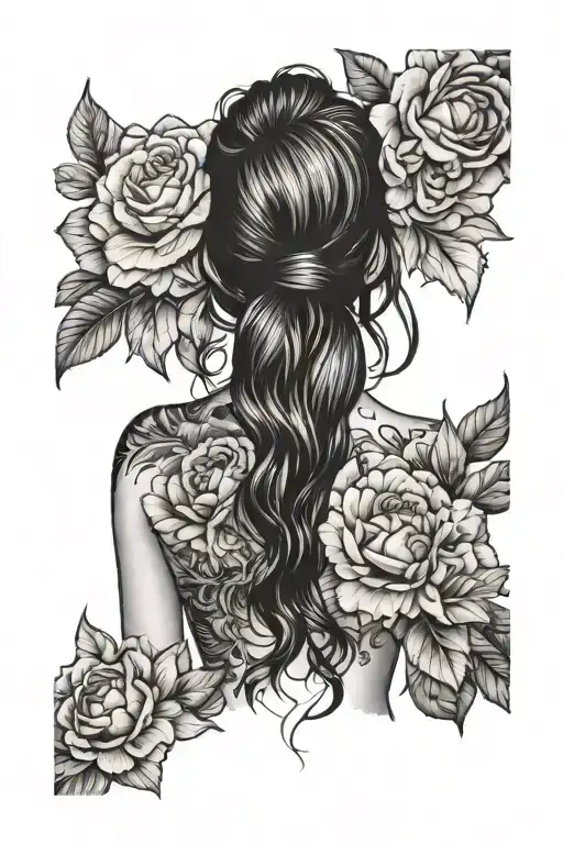 Woman Back Tattoo Floral