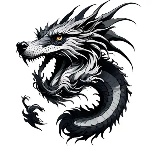 Dragon And Dog Tattos