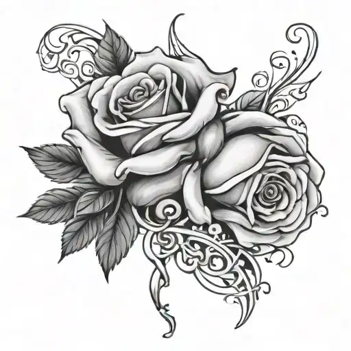 Daliya Rose Intertwined With The Elea S H Calligraphy