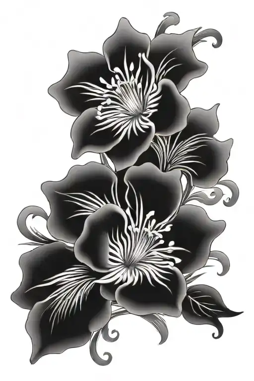 Back Tattoo Floral Design Combining Elements