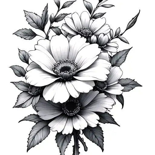 Line Art Flowers Surrounding Them