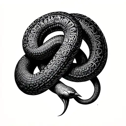 Mandela Viking Runes Ouroboros Snake Wrapped