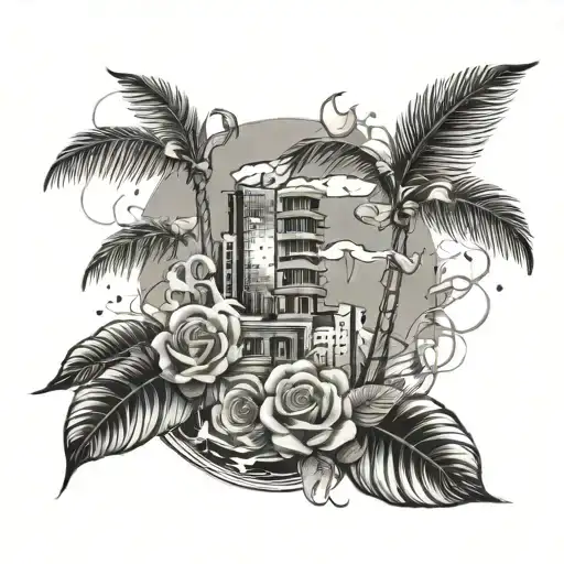 City Palm Tree Smoke Money Roses