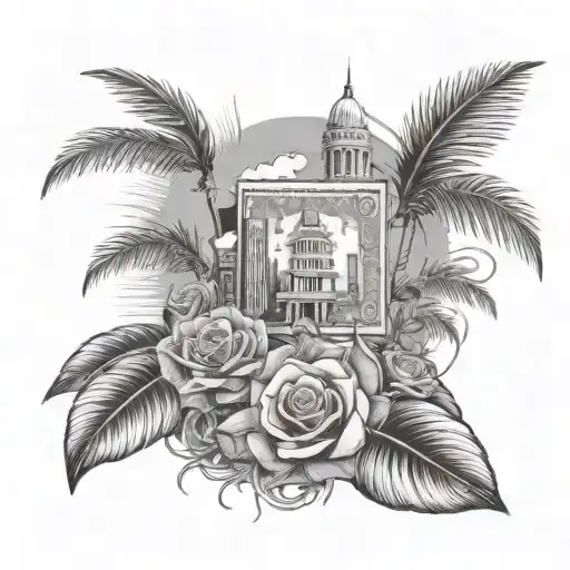 City Palm Tree Smoke Money Roses Dollar Sign