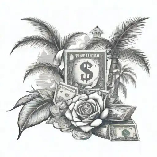 City Palm Tree Smoke Money Roses Dollar Sign