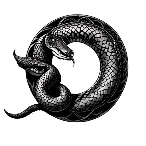 Mandela Pattern Vegvisir Ouroboros Snake Eating Itself