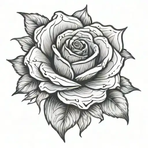 Create A Rose Flower Tattoo Design With One Half Rotten And The Other Half Blooming