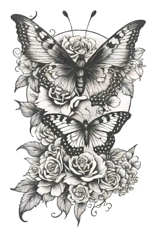 Flowers Moon Butterfly