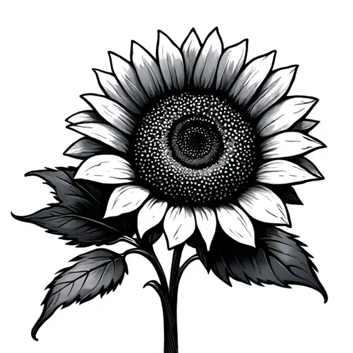 Simple Sunflower With Leaves