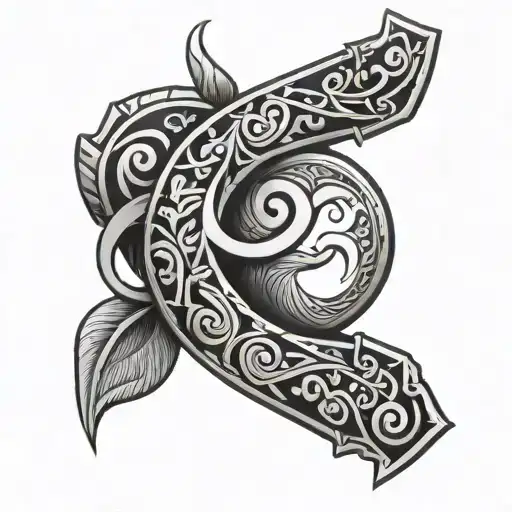 Maori Full Left Hand With A Sagittarius Sign And Sas Letter For Men