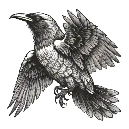 Tui Bird With Spread Wings Black And Grey