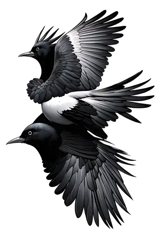 Chinese Yan Zi Bird And New Zealand Tui Bird Flying Together