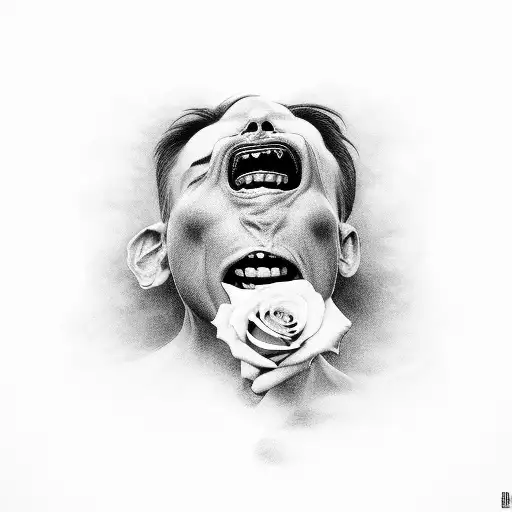 Crying Man With A Rose In His Mouth