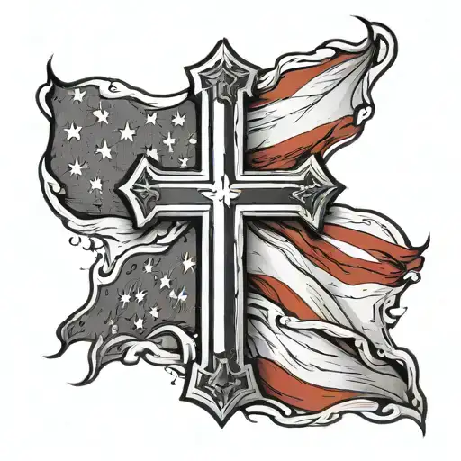 American Flag Negative Space Cross