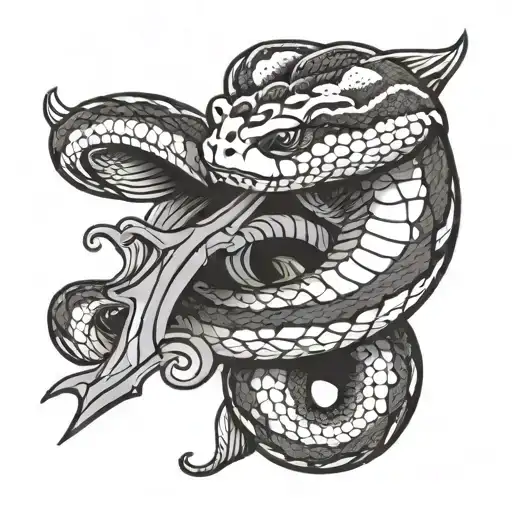 Ball Python Wrapped Around A Dagger